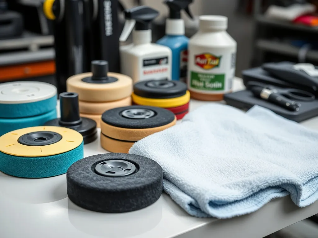 A set of professional car polishing pads, compounds and micr